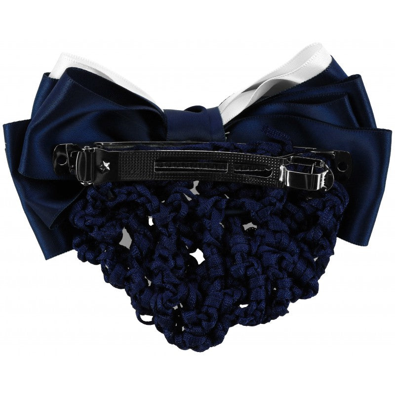 Two-tone Navy and White Bow Hair Clip