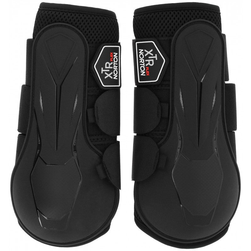 Norton XTR Flex black closed tendon boots pair with ventilated PU shell and Norton badge – horse leg protection at Ekkivibes