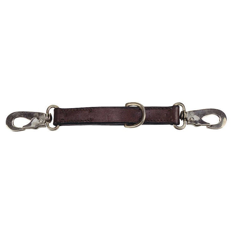 Norton brown buffalo leather bit band with two stainless steel snap hooks and central D-ring – lunge line connector at Ekkivibes