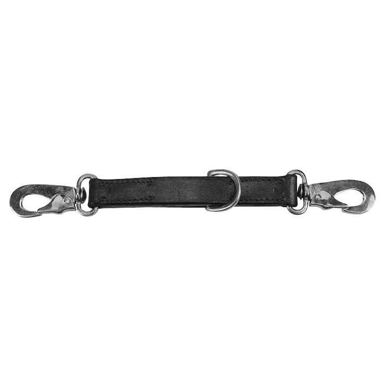 Norton black buffalo leather bit band with two stainless steel snap hooks and central D-ring – lunge line connector at Ekkivibes