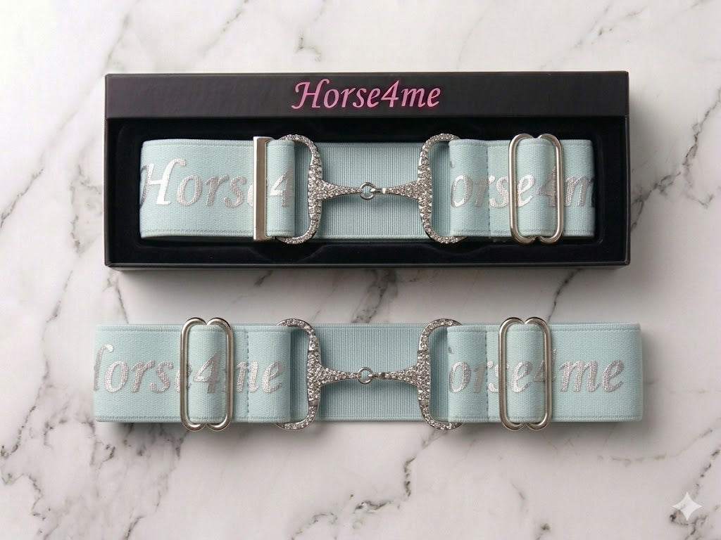 Horse4Me teal elastic equestrian belt small – adjustable riding belt with stirrup buckle by Horse4Me at Ekkivibes