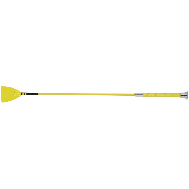 W&go Candy Whip black with multicolored spiral handle and chrome ferrule – colorful riding crop at Ekkivibes