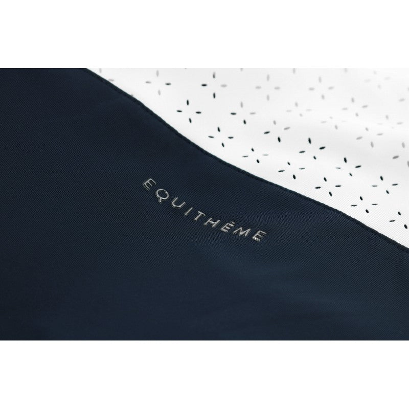 Close-up of Judith competition shirt sleeve – laser-cut lace detail and rhinestone placket by Equitheme at Ekkivibes