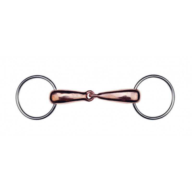 Feeling copper ring snaffle bit with thick copper mouthpiece and stainless steel rings – gentle horse bit at Ekkivibes