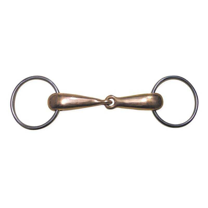 Metalab copper single-jointed ring snaffle bit with thick hollow mouthpiece and stainless steel rings – horse bit at Ekkivibes