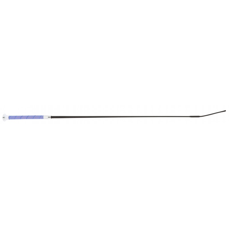W&go dressage whip blue/orange handle with silver ferrule – lightweight fiberglass riding crop at Ekkivibes