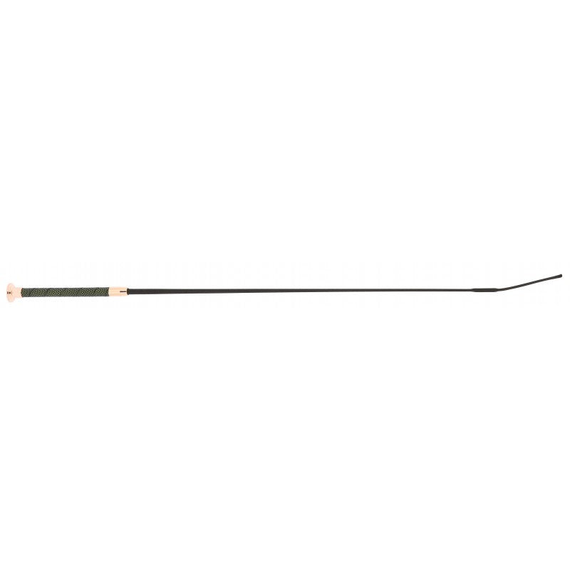 W&go dressage whip green/black handle with gold ferrule – lightweight fiberglass riding crop at Ekkivibes