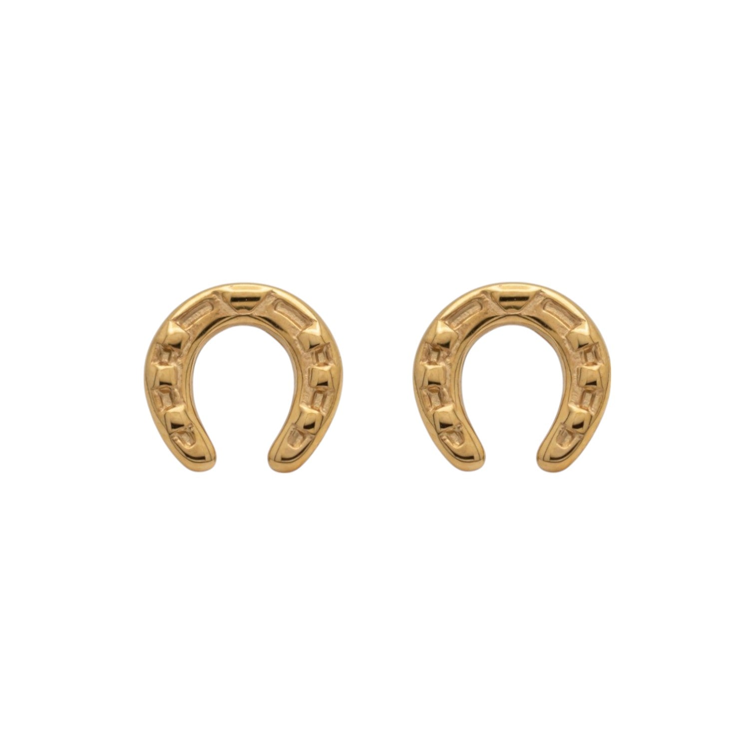 ANDY horseshoe earrings in gold-plated stainless steel on white background – Ekkivibes