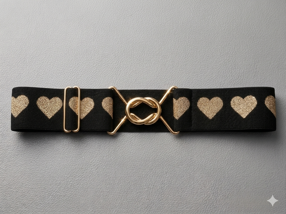 Horse4Me black gold hearts elastic equestrian belt – heart buckle riding belt by Horse4Me at Ekkivibes