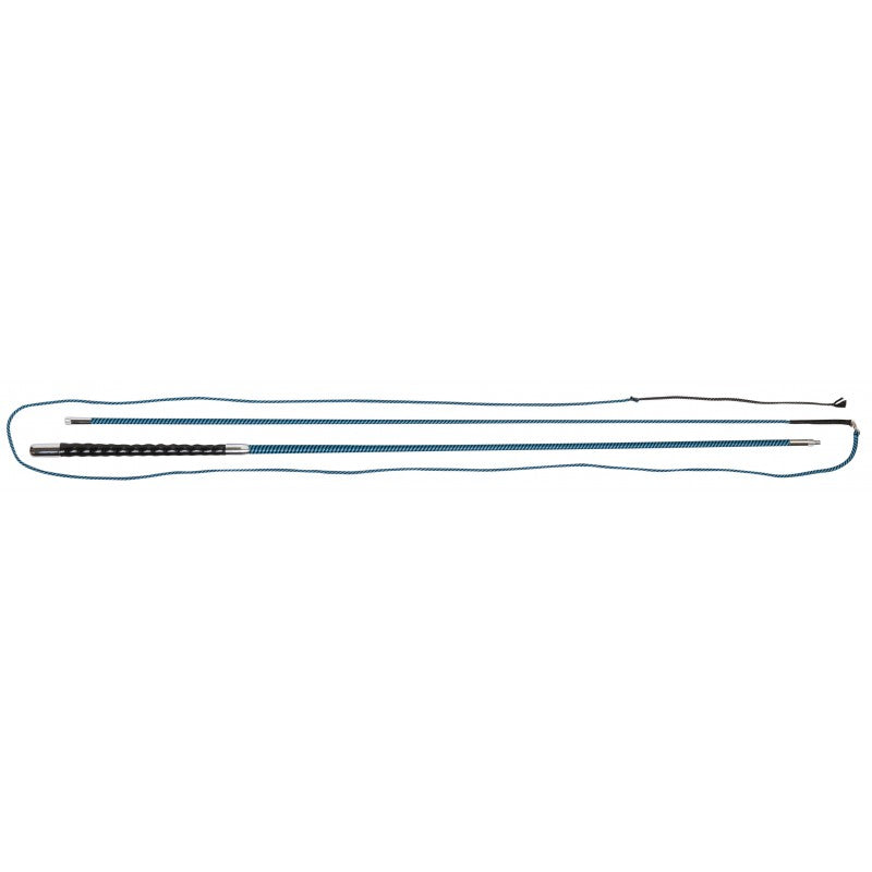 Two-tone sky/black collapsible lunge whip with non-slip handle – equestrian groundwork whip by W&go at Ekkivibes