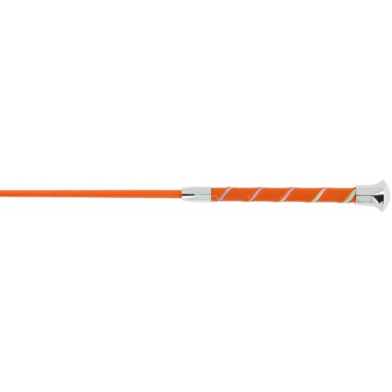 W&go Candy Whip orange with multicolored spiral handle and wide rounded blade – colorful riding crop at Ekkivibes