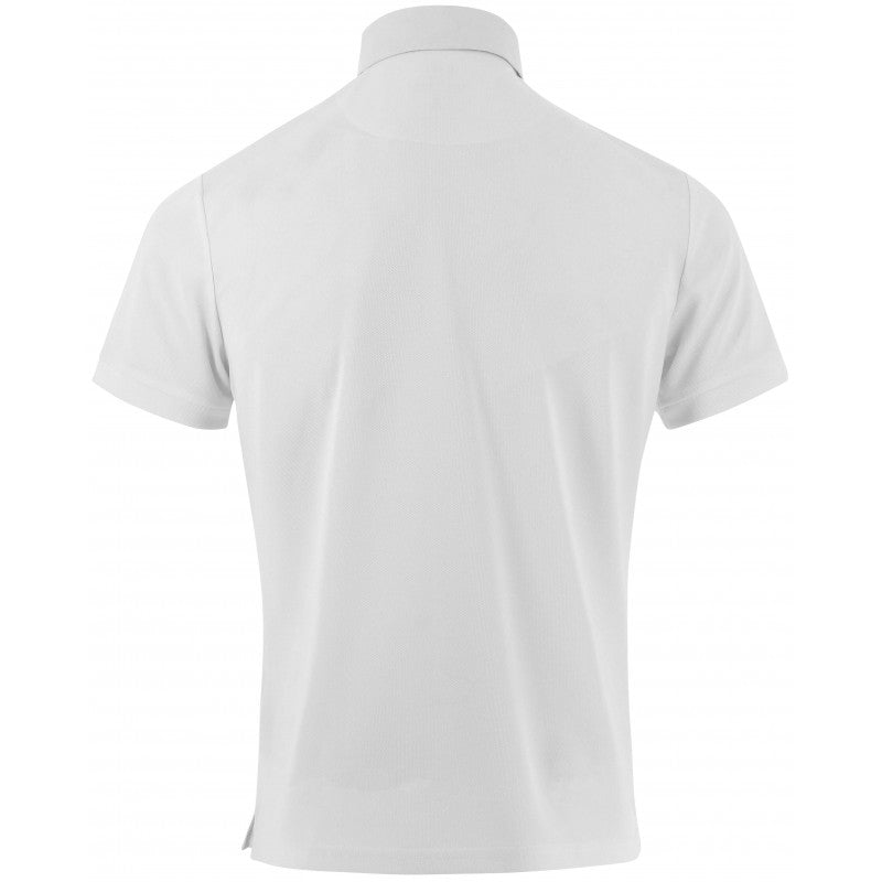 Equitheme mesh competition polo shirt - detail of contrasting woven collar and hidden button closure