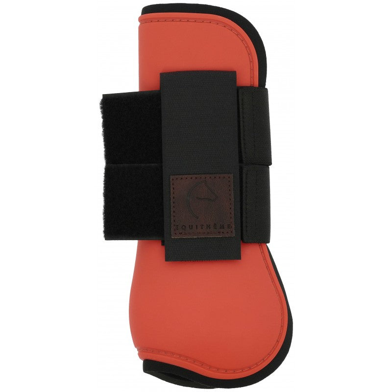 Equitheme Tara orange tendon boot with neoprene lining and Velcro closure – anatomical horse boot at Ekkivibes