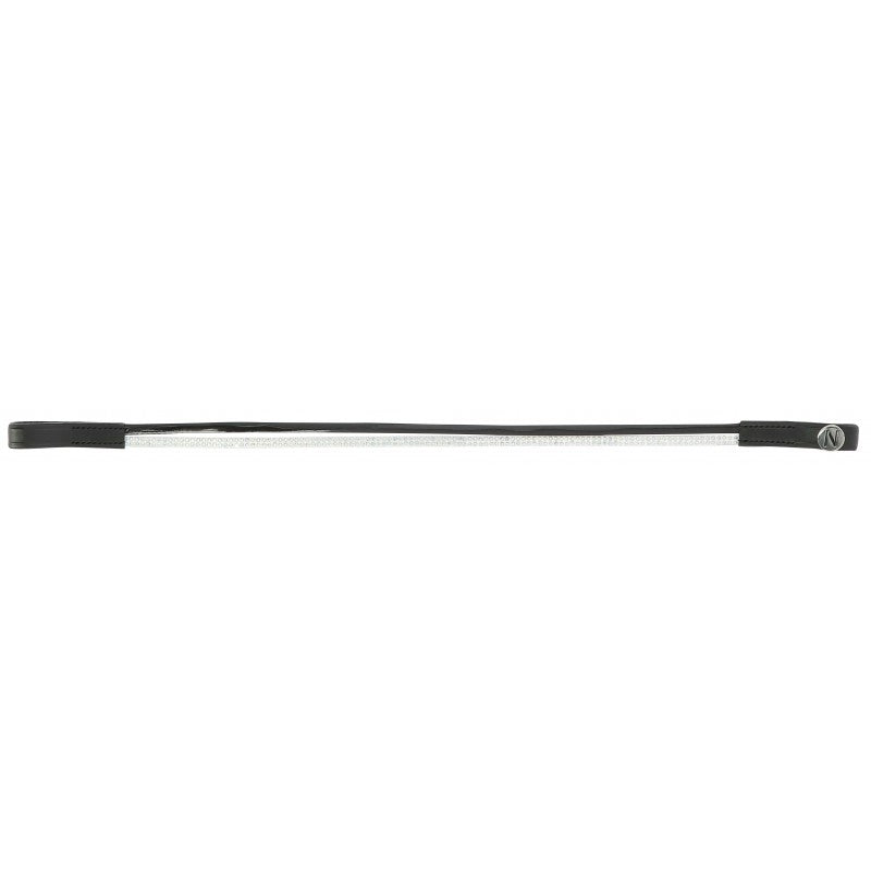 Norton Pro Glam black browband with patent leather white strap and rhinestone studs – buffalo leather bridle accessory at Ekkivibes