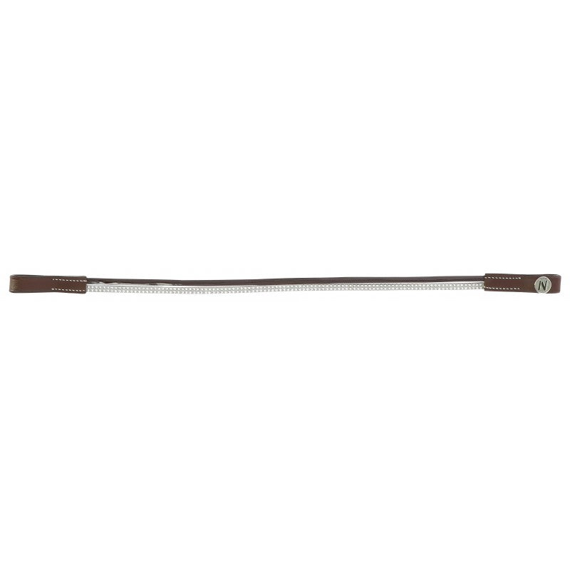 Norton Pro Glam havane browband with grey rhinestone strap – decorative horse bridle accessory at Ekkivibes