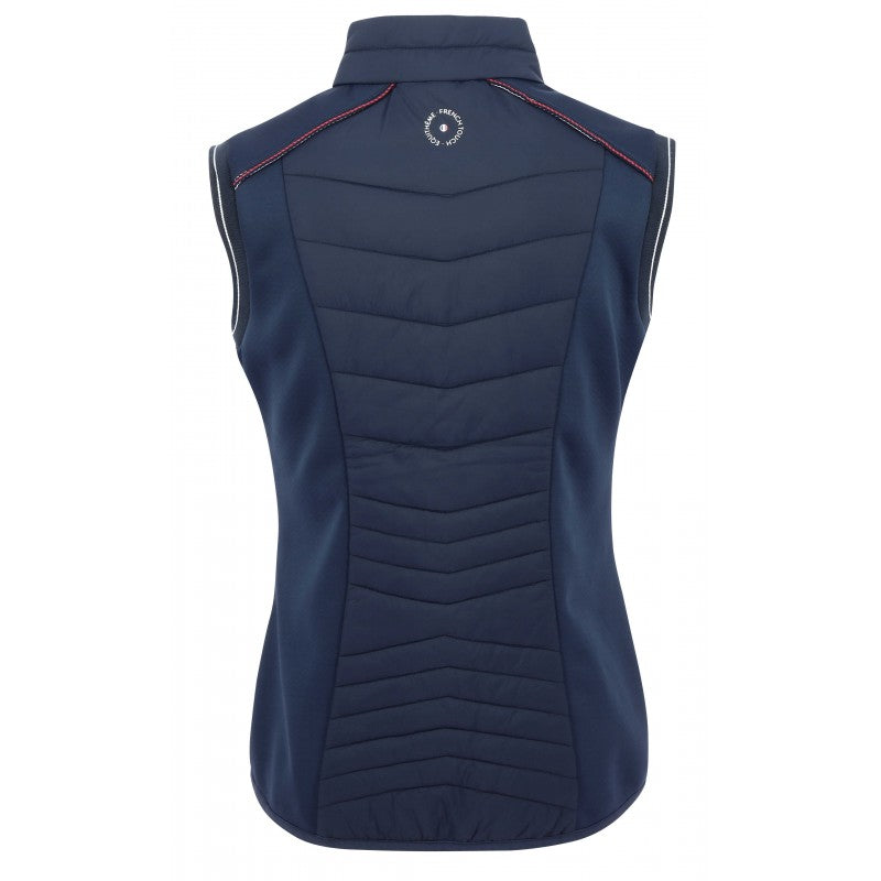 Luna navy hybrid gilet front view – quilted women's equestrian vest with zip closure by Equitheme at Ekkivibes