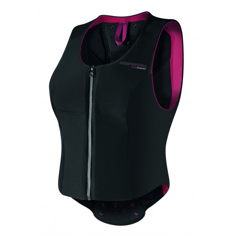 Komperdell 360° Women's Back Protector Black Pink – Front View – Equestrian Safety Vest