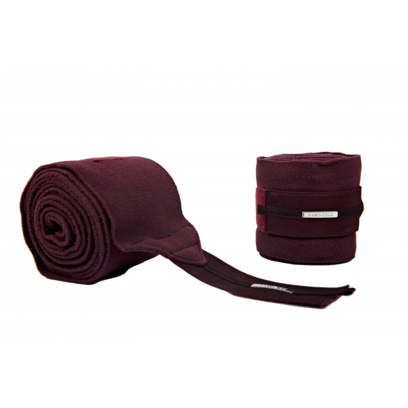 Lami-Cell Aurora burgundy anti-pilling fleece polo bandage unrolled and rolled – horse leg bandage sold in pack of 4 at Ekkivibes