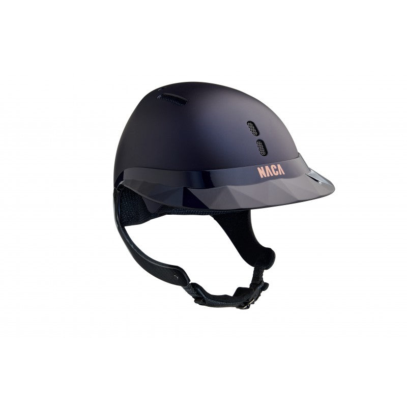 NACA 180° Helmet Matte Navy – Side View – XP Carbon Chin Strap – Panoramic Riding Helmet