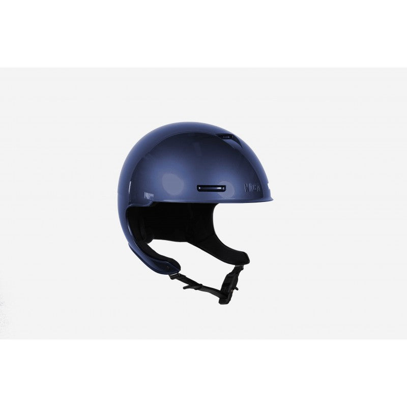 NACA Comète XP Glow Helmet – Glossy Navy Blue – Side View – Equestrian Safety Helmet