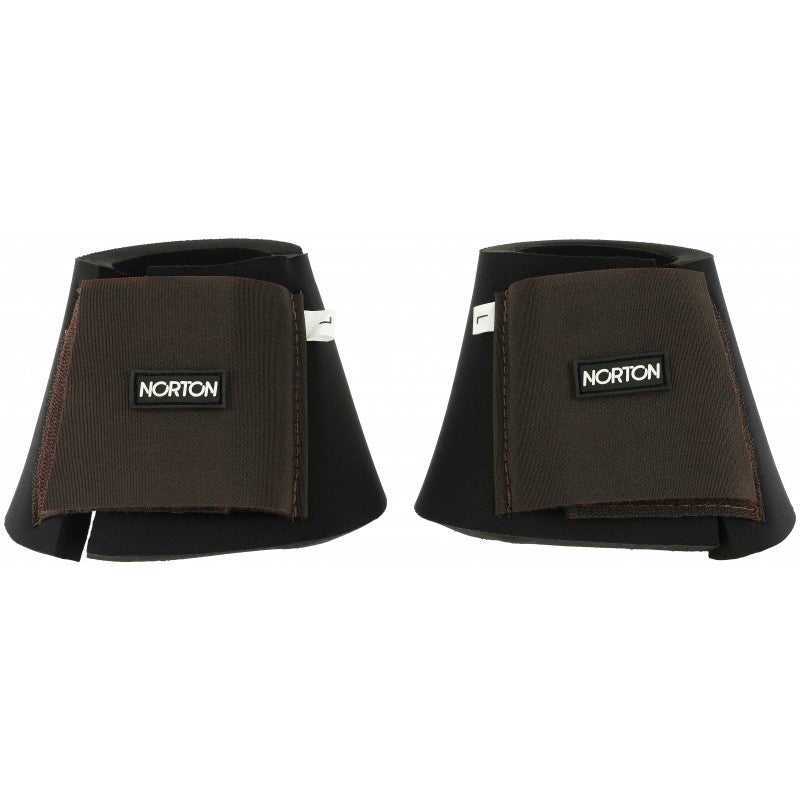 Norton Color bell boots in green with black neoprene shell and double Velcro closure – 14mm horse bell boots sold in pairs at Ekkivibes