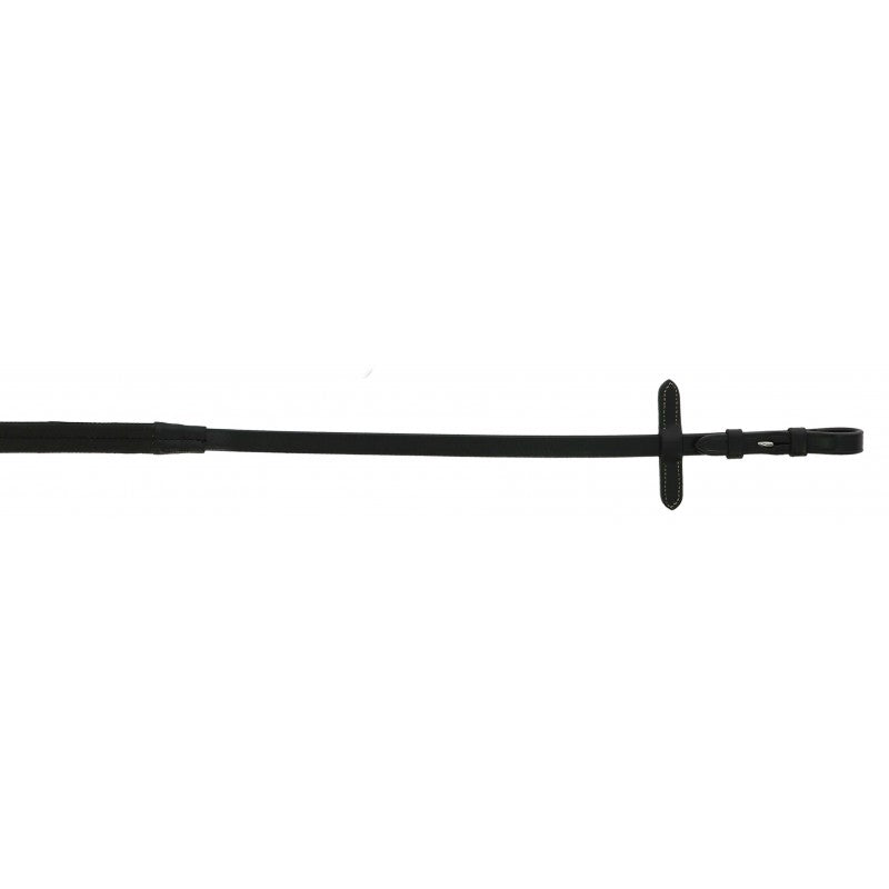 Norton Pro black rubber reins with small grips and buffalo leather hook attachment – 16mm horse reins at Ekkivibes