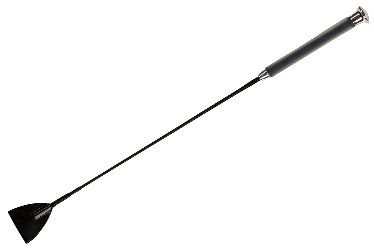 W&go black riding crop with ergonomic memory foam handle and wide synthetic flap – lightweight equestrian whip at Ekkivibes